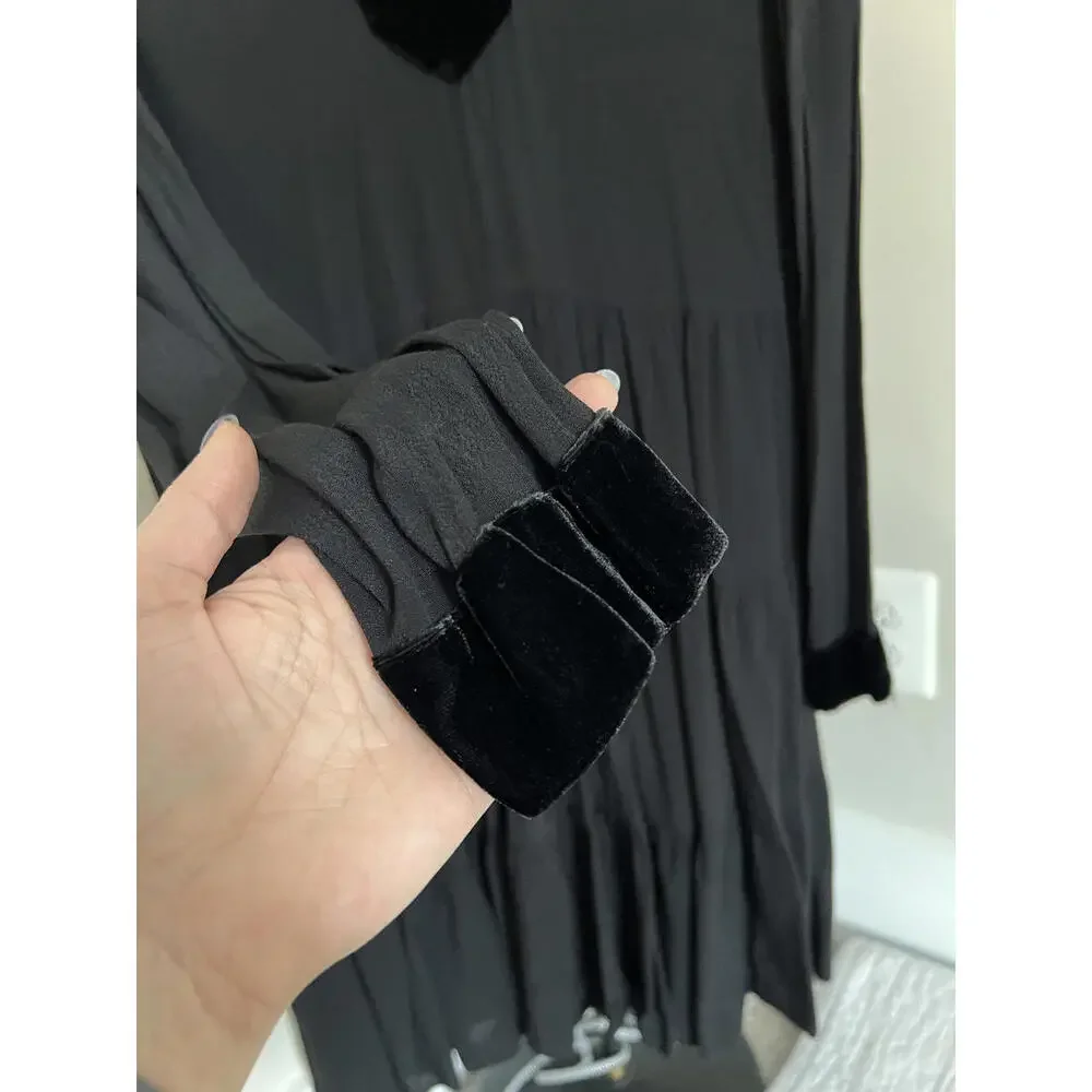 Sail to Sable STS Black Velvet Trim Flare Tunic Dress - Size Large - Picture 4 of 7
